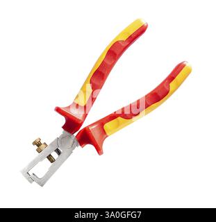 Construction Electric Tools Wire Strippers With Insulated Red Handles Insulated On White Stock Photo