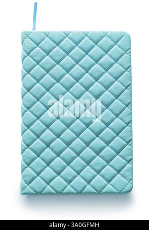 Blue coloured soft leather isolated notepad Stock Photo