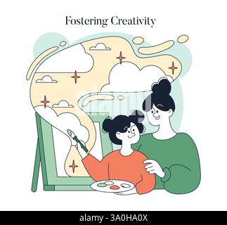 Authoritative parenting promotes a nurturing environment that fosters creativity in children. It encourages self-expression, emotional support, and balanced discipline, enabling kids to thrive artistically and academically. Stock Vector