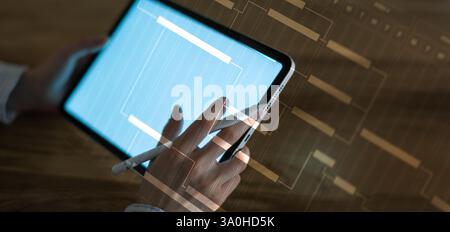 Project Management and Workflow Scheduling Illustrated on a Digital Gantt Chart Interface. Stock Photo
