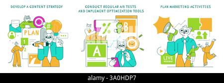 Visualizing the strategic planning process and engaging interactive activities within various educational settings Stock Vector