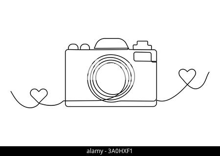 Modern camera continuous one line drawing of  minimalist outline vector design Stock Vector