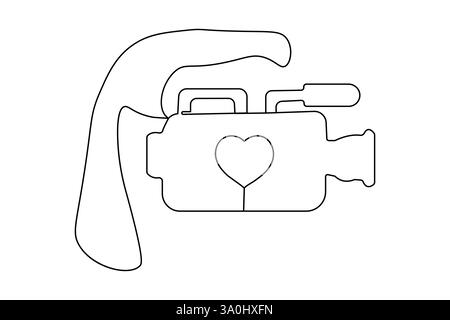 Modern camera continuous one line drawing of  minimalist outline vector design Stock Vector