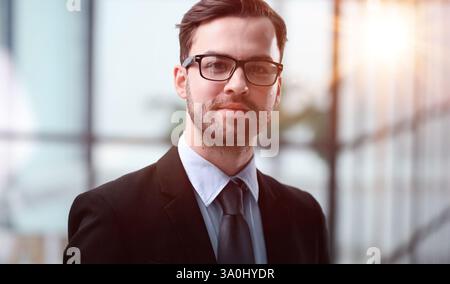 young business man working in modern office Stock Photo