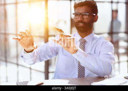 Nervous millennial male freelancer see critical mistake incorrect information in paper document Stock Photo
