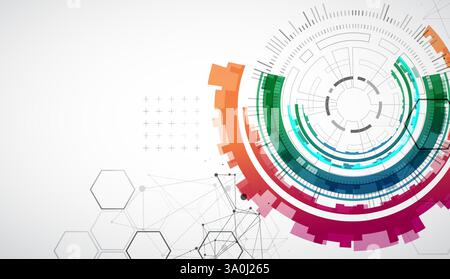 Abstraction on the theme of tech circles. Scientific and technological background. Vector background. Stock Vector