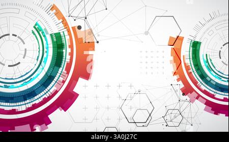 Abstraction on the theme of tech circles. Scientific and technological background. Vector background. Stock Vector