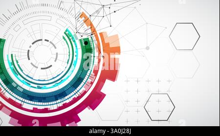 Abstraction on the theme of tech circles. Scientific and technological background. Vector background. Stock Vector
