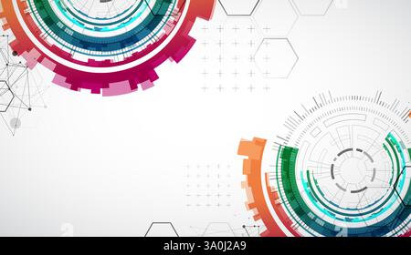 Abstraction on the theme of tech circles. Scientific and technological background. Vector background. Stock Vector