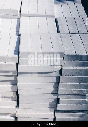 White marble slabs stacked on top of each other in display Stock Photo