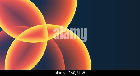 Abstract Background, Header or Banner Design with Large Orange, Red and Yellow Overlaying Globes, Bubbles Pattern - Multi Purpose Creative Wide Scale Stock Vector