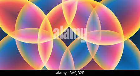 Abstract Background, Header or Banner Design with Large Red, Orange, Yellow and Blue Overlaying Globes, Bubbles Pattern - Multi Purpose Creative Wide Stock Vector