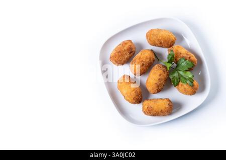 Fried cod croquettes isolated on white background Stock Photo