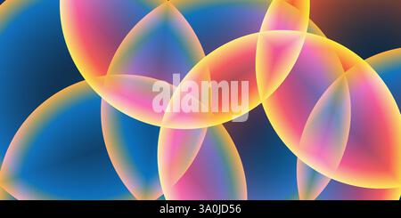 Abstract Background, Header or Banner Design with Large Red, Orange, Yellow and Blue Overlaying Globes, Bubbles Pattern - Multi Purpose Creative Wide Stock Vector