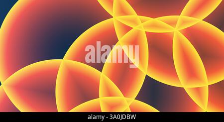 Abstract Background, Header or Banner Design with Large Orange, Red and Yellow Overlaying Globes, Bubbles Pattern - Multi Purpose Creative Wide Scale Stock Vector