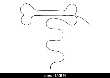 Dog bone continuous single line drawing animal paw icon outline vector icon Stock Vector