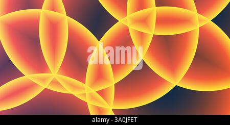 Abstract Background, Header or Banner Design with Large Orange, Red and Yellow Overlaying Globes, Bubbles Pattern - Multi Purpose Creative Wide Scale Stock Vector