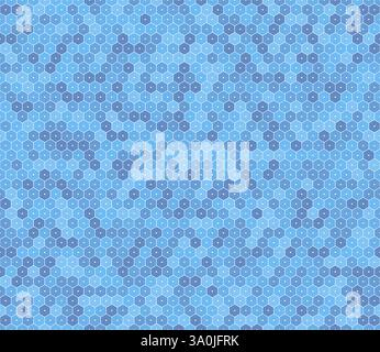 Hexagon Background. Hexagon stacked mosaic background. Blue color tones. Regular hexagon shapes. Seamless design. Tileable vector illustration. Stock Vector