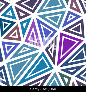 Triangulation geometric shapes background. Big triangles size. Solid shapes in frames. Multiple colors style. Repeatable pattern. Stock Vector