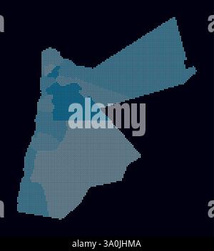 Jordan dotted map. Digital style map of the country on a dark ...
