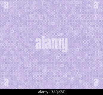 Hexagon geometric shapes background. Hexagon stacked mosaic cells. Purple color tones. Regular hexagon shapes. Tileable pattern. Stock Vector