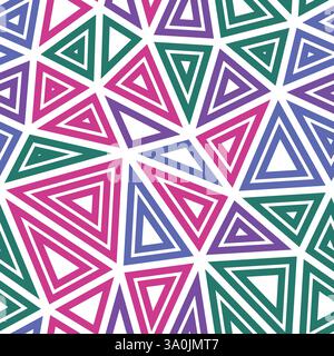 Triangulation geometric shapes background. Big triangles size. Multiple repeated inner triangles. Multiple colors style. Repeatable pattern. Stock Vector
