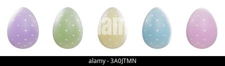 Colorful Easter eggs in pastel shades on an isolated background. 3d rendering Stock Photo