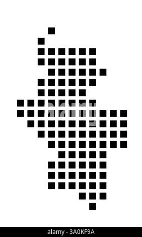Symbol Map of the City Mountain View (California) showing the city with a pattern of just a few black squares Stock Vector