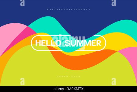 Colorful abstract fluid and wave flat background for summer holiday. abstract fun color design Stock Vector
