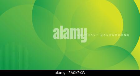 Minimal yellow and green background with halftone circles. Vector illustration dynamic background Stock Vector