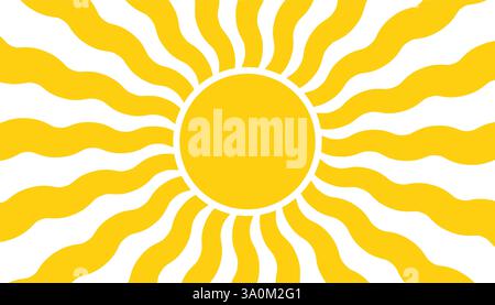 Groovy, hippie, retro sunny background. Abstract hand drawn sunshine shapes in trendy childishly, naive art style. Contemporary summer poster, banner Stock Vector