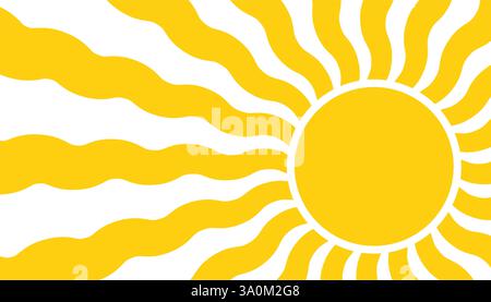 Colorful abstract sunshine design with a retro, hippie vibe. Groovy hand drawn shapes in a childlike, naive art style create a fun and trendy summer b Stock Vector