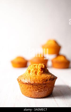 homemade lemon muffins on off white background Stock Photo