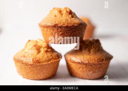 homemade lemon muffins on off white background Stock Photo