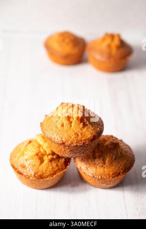 homemade lemon muffins on off white background Stock Photo
