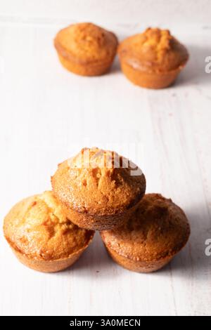 homemade lemon muffins on off white background Stock Photo