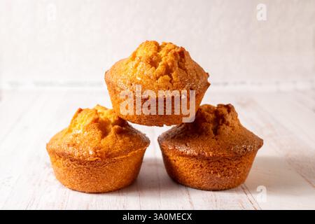 homemade lemon muffins on off white background Stock Photo