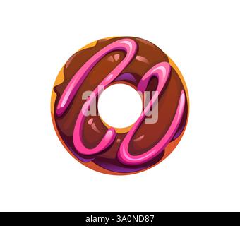 Fast food donut meal alphabet font typeface letter O. Takeaway cafe snack kids ABC font element, street menu dessert vector alphabet letter. Fast food Stock Vector