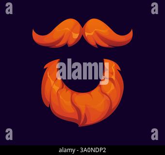 St Patrick day cartoon red beard and mustaches for Irish holiday, vector symbol. Saint Patrick festival and Ireland national holiday decoration of gin Stock Vector