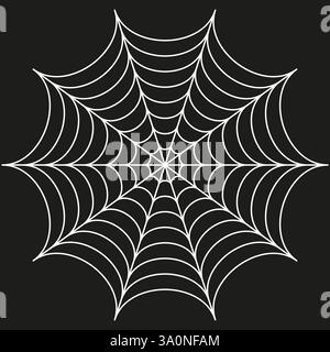 Spiderweb vector shape. Geometric black web. Abstract radial pattern. Symmetric white outline. Stock Vector