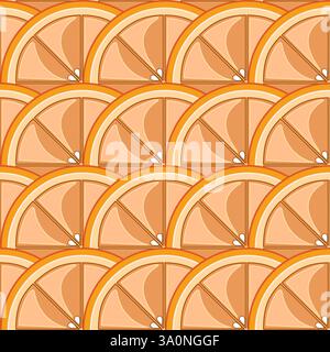 Seamless botanical pattern with orange slices vector illustration Stock Vector