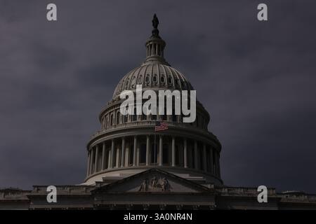 Washington Dc, Virginia, USA. 4th Mar, 2025. The US Capitol is seen ahead of President Donald TrumpÃs joint address to Congress in Washington, DC, on March 4, 2025. (Credit Image: © Gent Shkullaku/ZUMA Press Wire) EDITORIAL USAGE ONLY! Not for Commercial USAGE! Stock Photo