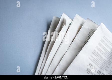 Newspapers, top view. Copy space. Stock Photo