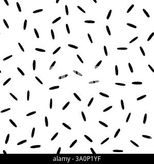 Seamless pattern with Small Dashes. Various dots and doodle lines. Repeated black spots on white background. Simple Vector Illustration Stock Vector