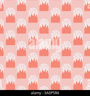 Seamless Pattern of Easter kulich on a Soft Pink Background Stock Vector