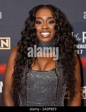 Trinity Fatu attends the premiere of "Queen of the Ring" at AMC Lincoln