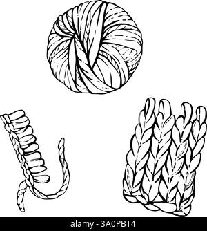 Knitting and crochet set vector ink hand drawn illustration Stock ...