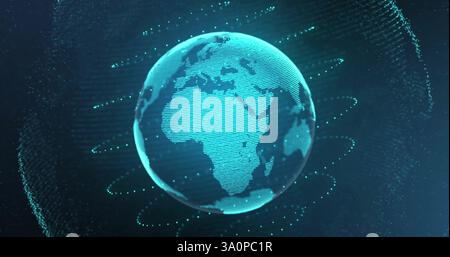 Image of spots and globe over 5g text Stock Photo