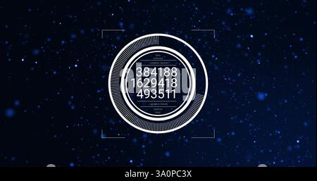Image of data processing and scope scanning over blue spots Stock Photo