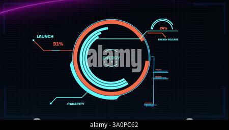 Image of network of connections with scope scanning over neon lines Stock Photo